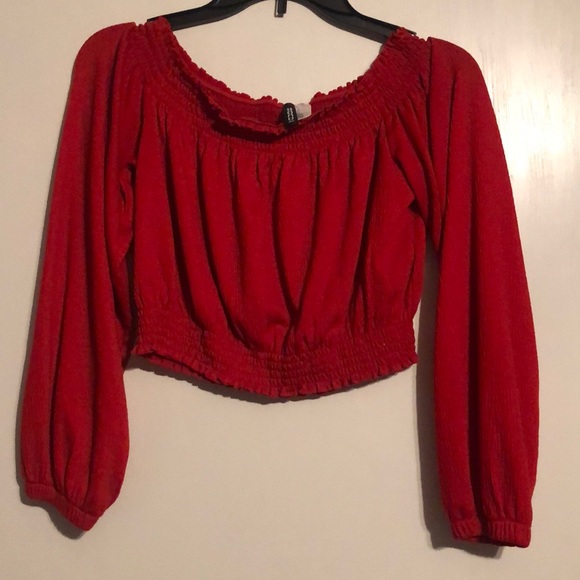 Red off the shoulder long sleeve - Picture 1 of 1